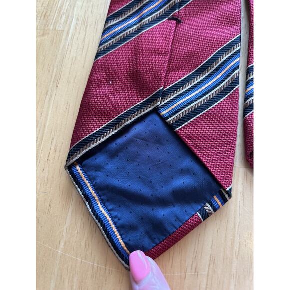 mark pendleton Men’s Tie red striped 100% silk men’s Designer Necktie - Picture 4 of 4